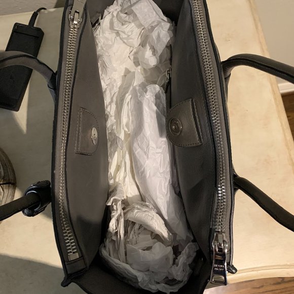 Prada Twin Pocket Glace Calf Tote - Grey - Picture 7 of 12